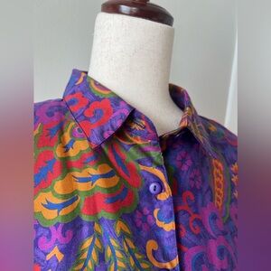 Vintage paisley blouse is psychedelic colors